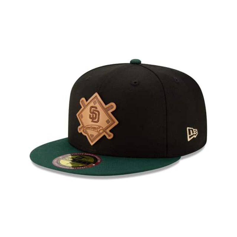 MLB San Diego Padres Debossed 59Fifty Fitted (HXQ1610) - Black New Era Caps